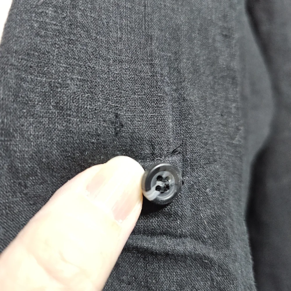 Risen Los Angeles Women's Black Linen Blend Relaxed Fit Button Up Shirt Size M/L - Picture 9 of 14